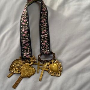 Floral Black and Pink Charm bookmark